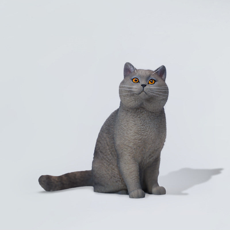 British Shorthair Blue Cat Figurine - Realistic Mini Cat Statue Perfect Gift for Cat Lovers