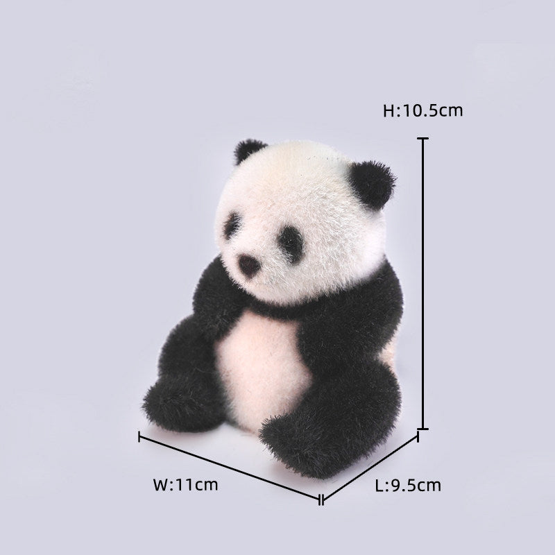 Flocked Sitting Panda Figurine Cute Adorable Healing Animal Ornament with Heart Accent