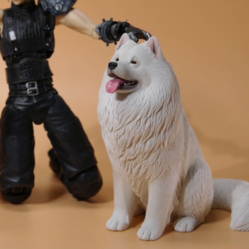Realistic Samoyed Figurine - Cute 2-Size Dog Ornament for Pet Lovers