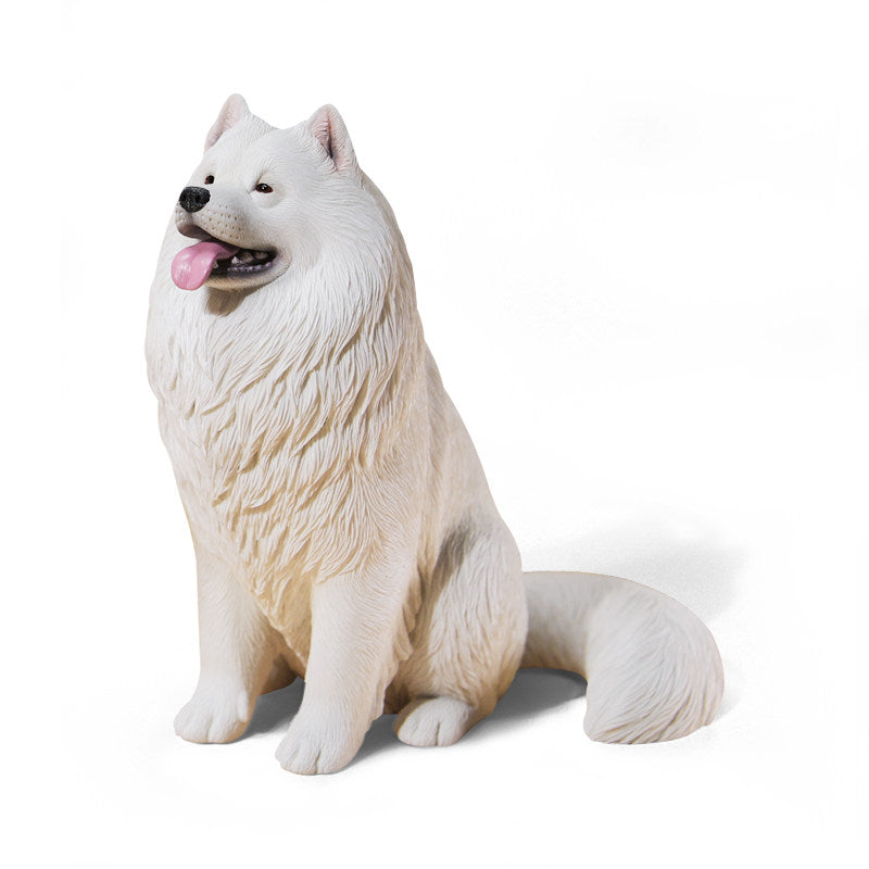 Realistic Samoyed Figurine - Cute 2-Size Dog Ornament for Pet Lovers