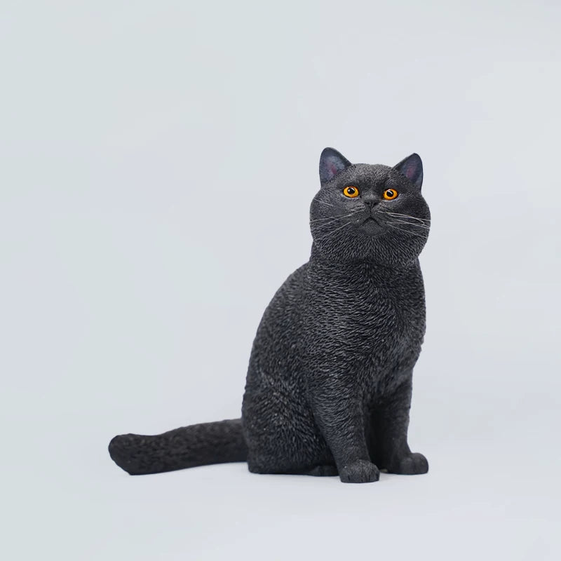 British Shorthair Blue Cat Figurine - Realistic Mini Cat Statue Perfect Gift for Cat Lovers