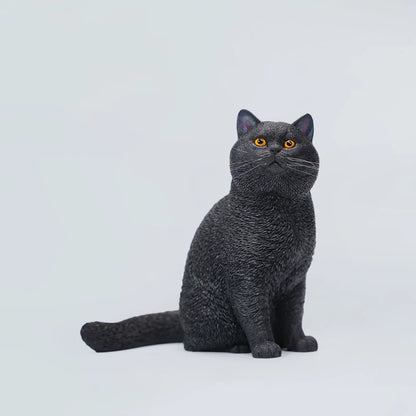 British Shorthair Blue Cat Figurine - Realistic Mini Cat Statue Perfect Gift for Cat Lovers