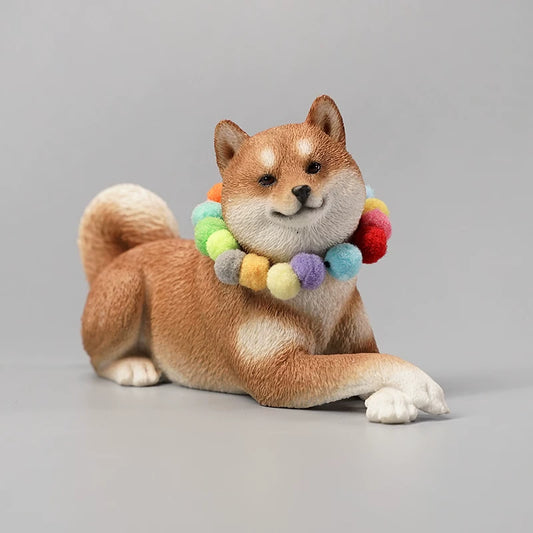 Shiba Inu Figurine Realistic Animal Model Car & Desktop Decor Gift